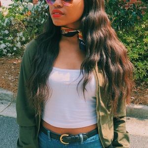 GREEN VELVET BOMBER JACKET